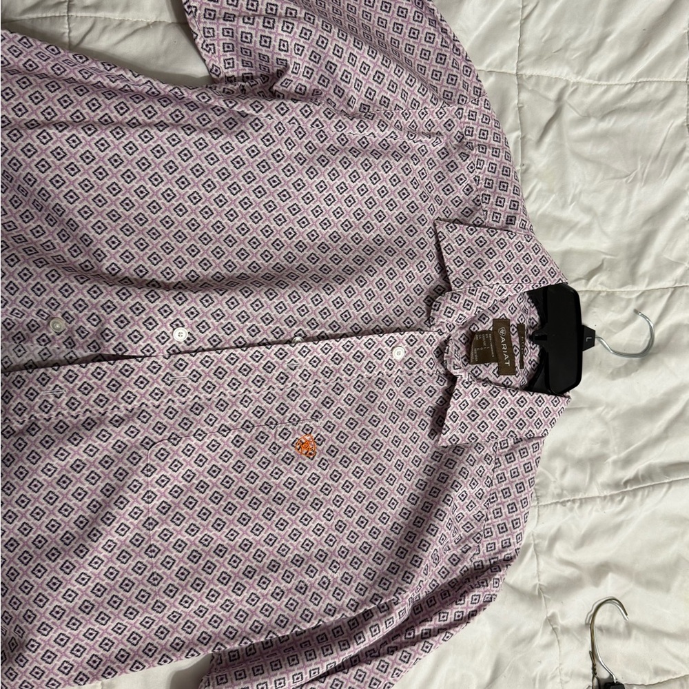 Ariat Purple Casual Button Down Shirt with Geometric Pattern